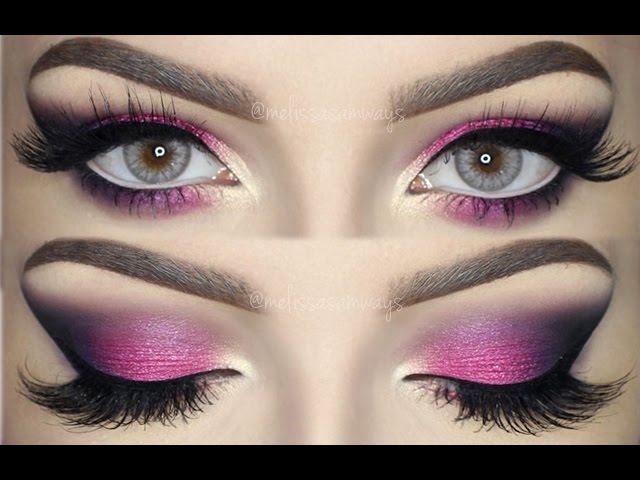 ♡ Pink, Violet and Black Smokey Eye  Bright & Colorful Makeup TUTORIAL ♡  (English) 