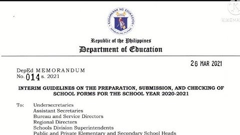 Interim Guidelines on the Preparation, Submission, and Checking of School Forms for SY 2020-2021