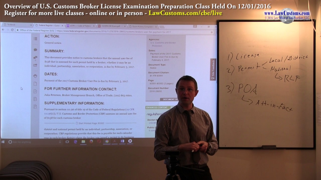 12/01/2016 Customs Broker License Preparation Exam Class Overview YouTube