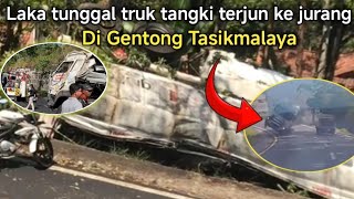 Detik-detik ‼️truk tangki pengangkut minyak sayur terguling ke jurang di Gentong menuju arah Tasik