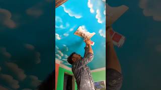 Ceiling sky design 💙🤍#art #wallpainting #viralvideo #trendingvideo #shortfeed #shorts #reels