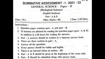 AP 9th class SA1 Science Paper 2 2022 EM exam question paper SSC Biological Science BS 2021 - 2022
