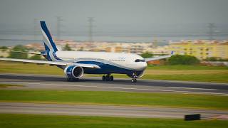 Iberojet Airbus A330-900 taking off from Lisbon Airport LPPT