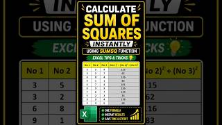 Calculate Sum of Squares Instantly using SUMSQ Function in Excel |Excel Tips & Tricks #excel #square