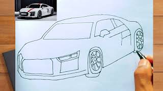 Audi Car drawing || Easy Car drawing || Step by Step Tutorial || Car Drawing |AUDI car🚘 Resimi