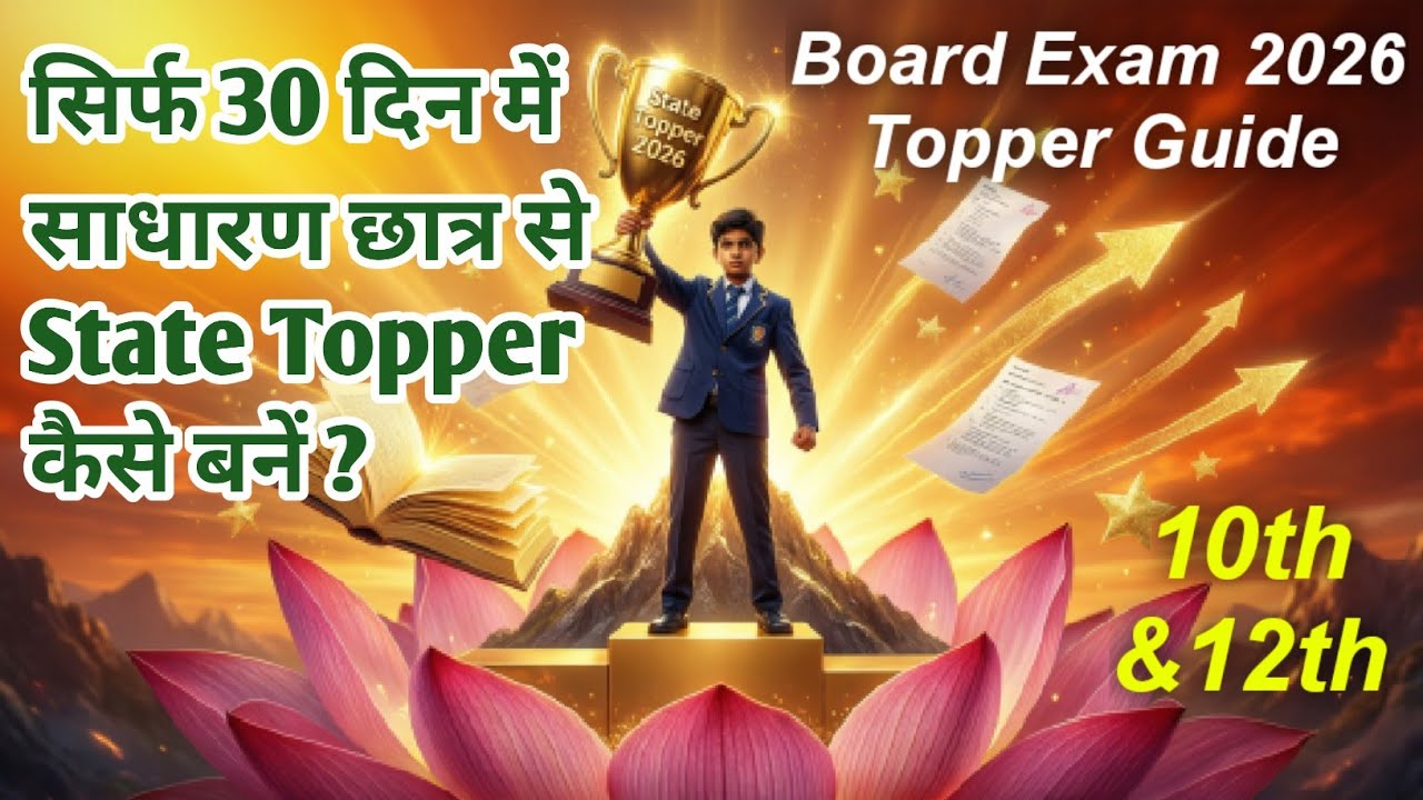सिर्फ 30 दिन में साधारण छात्र से State Topper कैसे बनें? | Board Exam 2026 Topper Guide |10th &12th