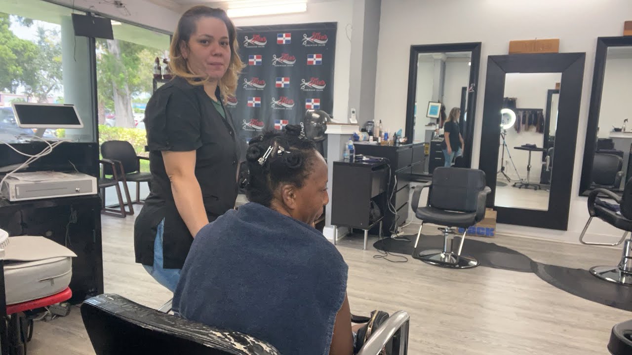 Dominican hair salon - YouTube