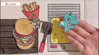 [💸paperdiy💸] Making burger🍔| paper cooking 햄버거 종이놀이 asmr