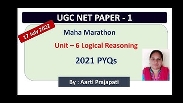 UGC NET 2021 PYQs  Logical Reasoning   Part - 2 || By : Aarti Prajapati