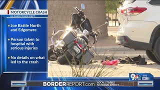 1 person suffers life-threatening injuries in crash involving motorcycle