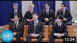 BTS with President Moon Jae-In give an interview for the UN