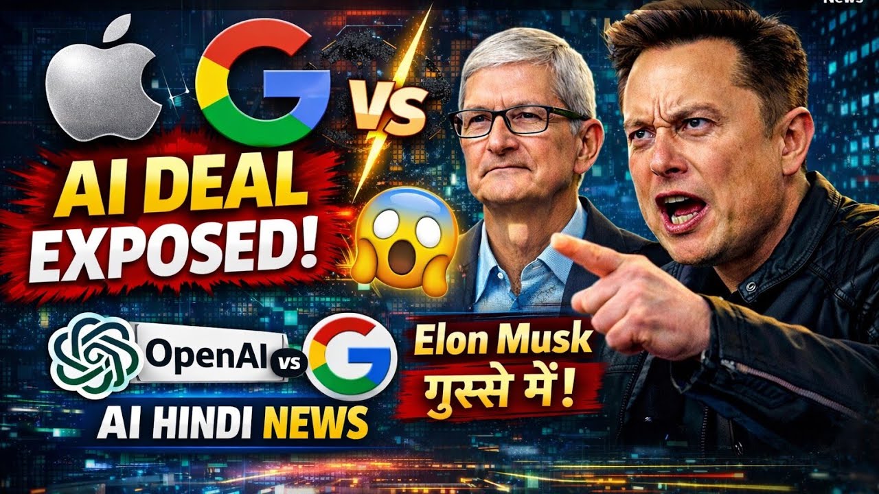 Apple–Google AI Deal EXPOSED 😲 | Elon Musk गुस्से में क्यों? | OpenAI vs Google | AI Hindi News