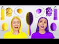 ¡SUNSHINE MEETS LAVENDER | PRUEBA DE SABOR DE ALIMENTOS AMARILLO CONTRA MORADO by 123 GO! FOOD