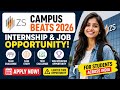 ZS Campus Beats Associates Hiring 😍 Paid Internships with PPO & Job Vacancy | Case Study | Hackathon