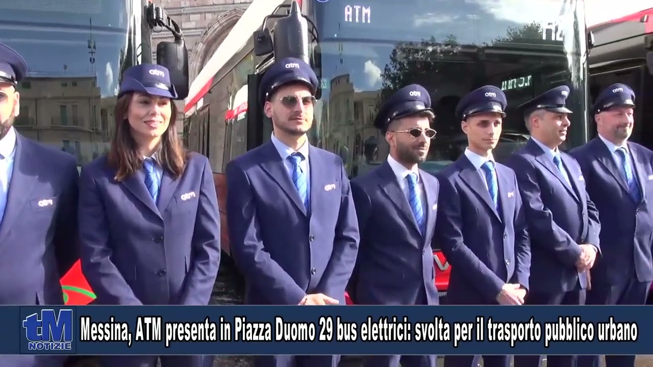 Messina, ATM presenta in Piazza Duomo 29 bus elettrici: svolta per il trasporto pubblico urbano