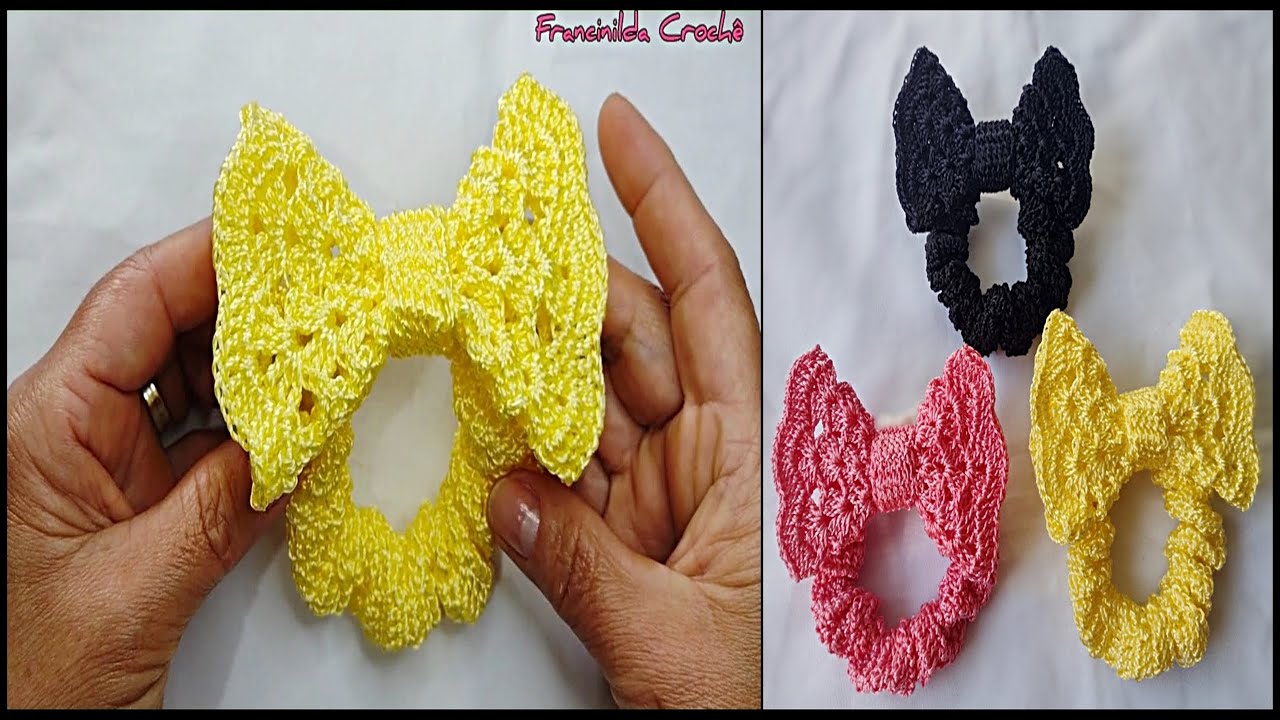 💰 Xuxa Laço para cabelo em crochê - faça para vender! Passo a passo com a Francinilda Crochê