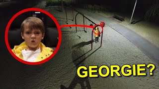 DRONE CATCHES GEORGIE AT HAUNTED PARK!! (IT'S ACTUALLY HIM)