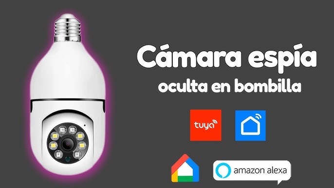 Cámara espía en bombilla compatible con Smart Life 👈Cámara oculta en foco  WiFi compatible Tuya Smart 
