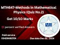 MTH647-Methods in Mathematical Physics (Quiz No.2)