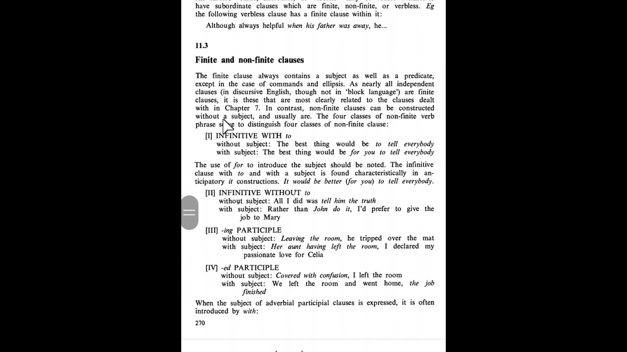 11.2,3 نحو مرحلة رابعة | University Grammar of English | Finite, non-finite, and verbless clauses