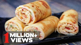 Crepe Egg Roll | Crepe Egg Roti Recipe | Easy Snacks Recipe | Toasted