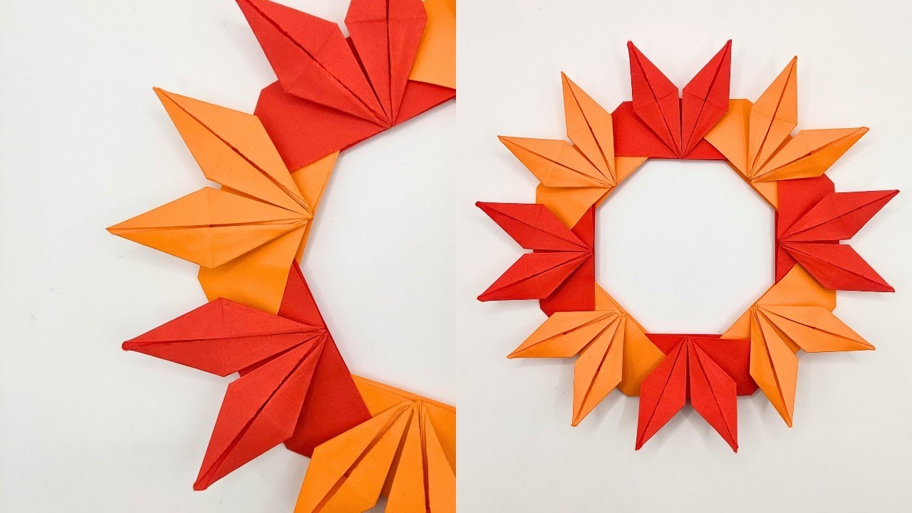 Easy Paper AUTUMN WREATH 🍁 How to make origami wreath - YouTube