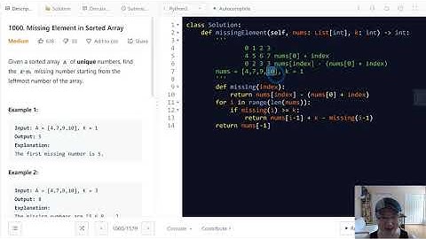 1060. Missing Element in Sorted Array | Korean | Medium
