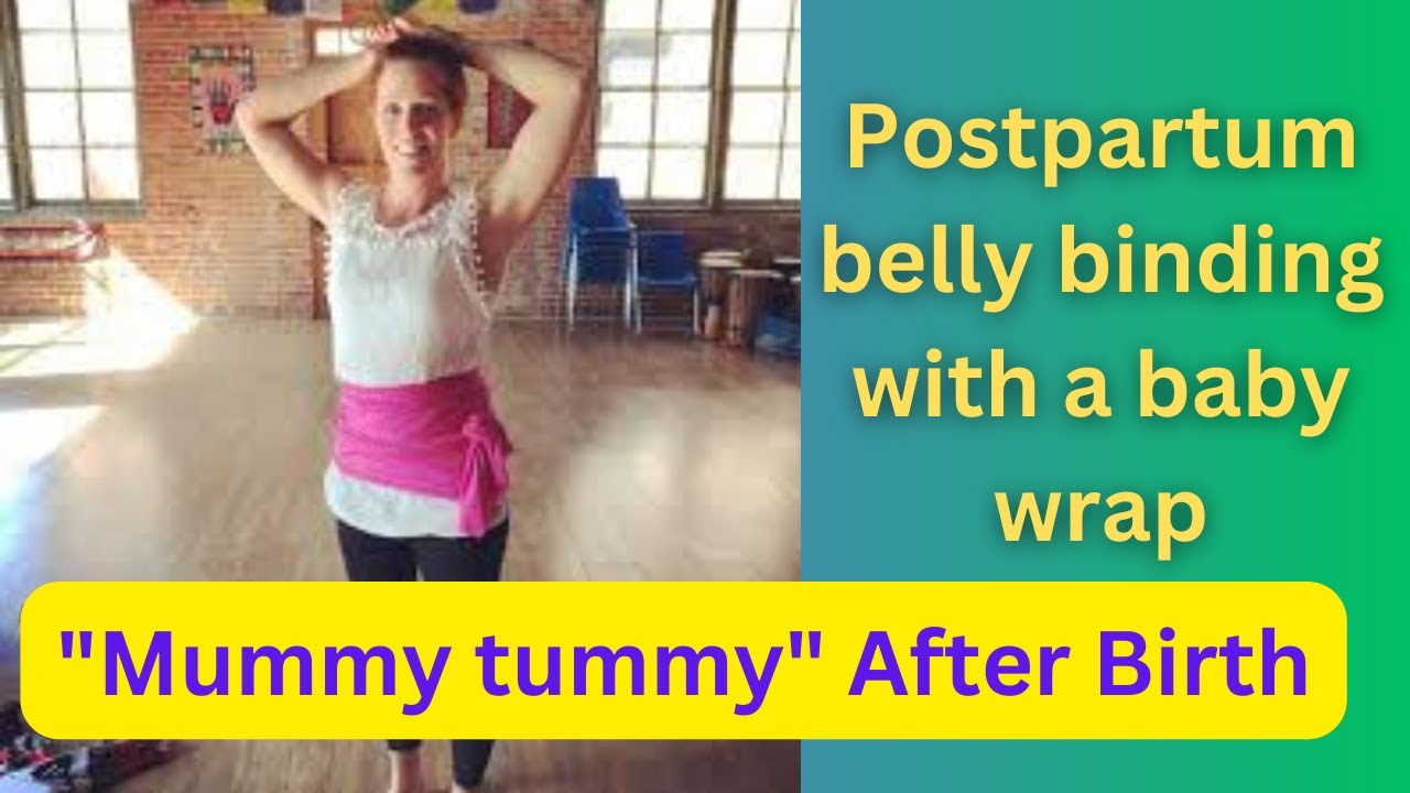 Postpartum belly binding with a baby wrap: "Mummy tummy" technique how to bind belly after birth
