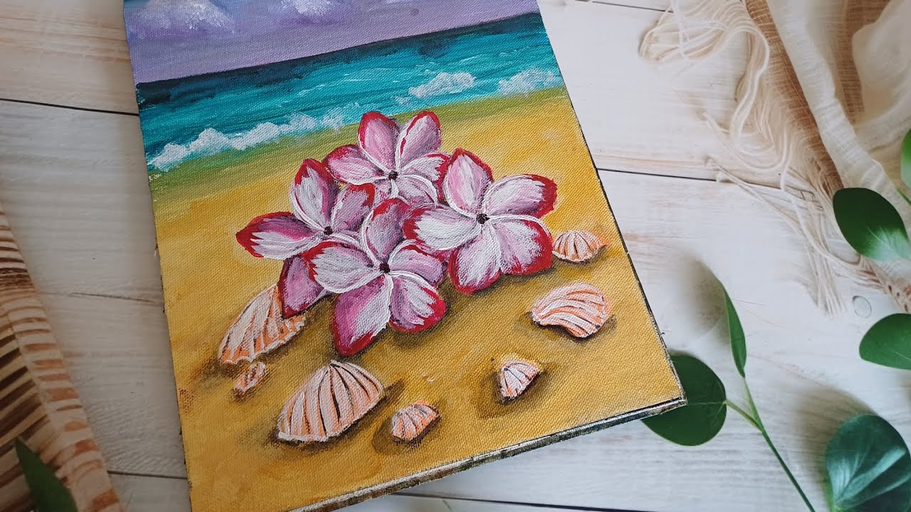 🌸 Plumeria Series: #3 The Vivid Magenta | Acrylic Painting Easy Tutorial for Beginners Canvas Art