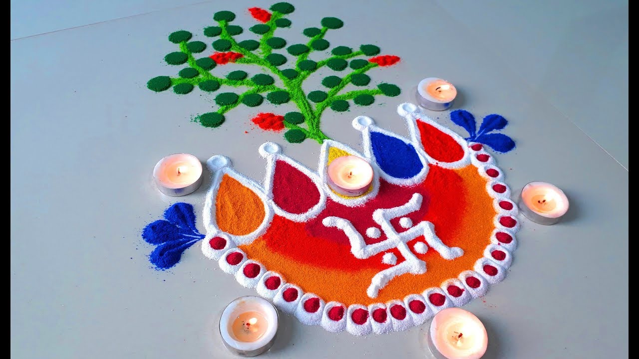 Tulsi Vivah Beautiful Rangoli Designs/Tulsi Pujan Rangoli Designs ...