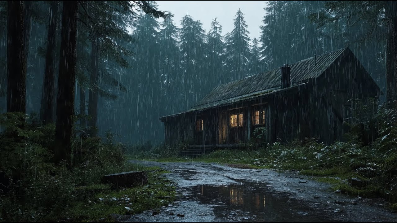 Rain in the Forest at Night | Cabin Ambience for Deep Sleep, Relaxation ...