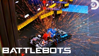 Thrown Across the Arena! Black Dragon vs. Riptide! | Battlebots | Discovery