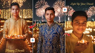 Happy Diwali 2025 | Ultra-Realistic AI Festive Portrait | Glowing Diyas & Fireworks Celebration screenshot 5