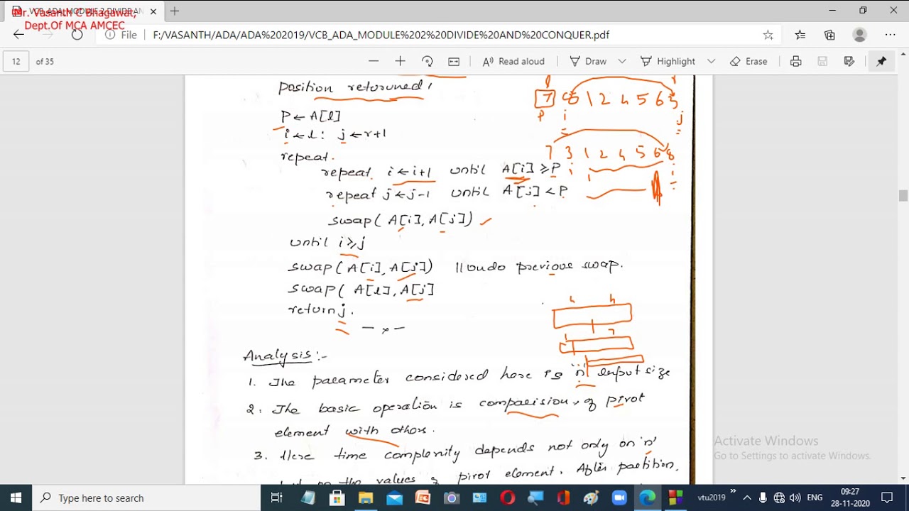 ADA LAB PROGRAM 7 QUICK SORT - YouTube