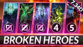 2 MOST BROKEN HEROES in EVERY ROLE - CLIMB MMR FAST in 7.34D - Dota 2 Meta Guide