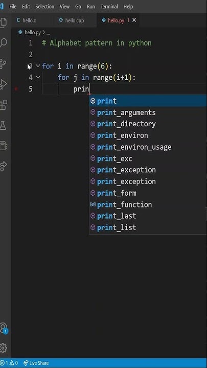 Alphabet pattern printing in #python - YouTube