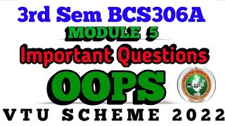 3rd SEM OOPS Module 5 Important Questions BCS306A #questionpaper #vtu #3rdsem 22 January 2025