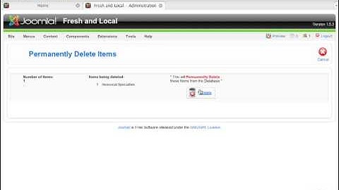 how to trash something in joomla