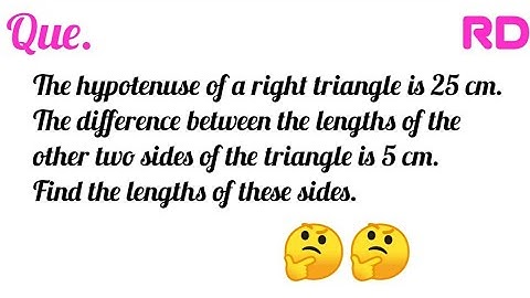 The hypotenuse of a right triangle is 25 cm. The difference between the lengths...|| Class 10 ||
