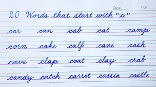 20 English words that start with c | Cursive handwriting practice | How to write in cursive writing