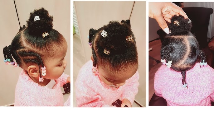 Rope Twist Ponytails w/Beads Tutorial, Kids Natural Hairstyle