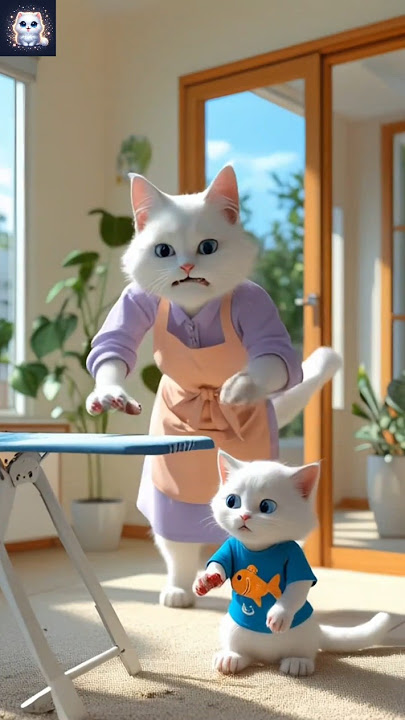 'Kitten’s Mess = Mom’s Stress 🧺😾💢'#unstoppable meow#funny#cartoon