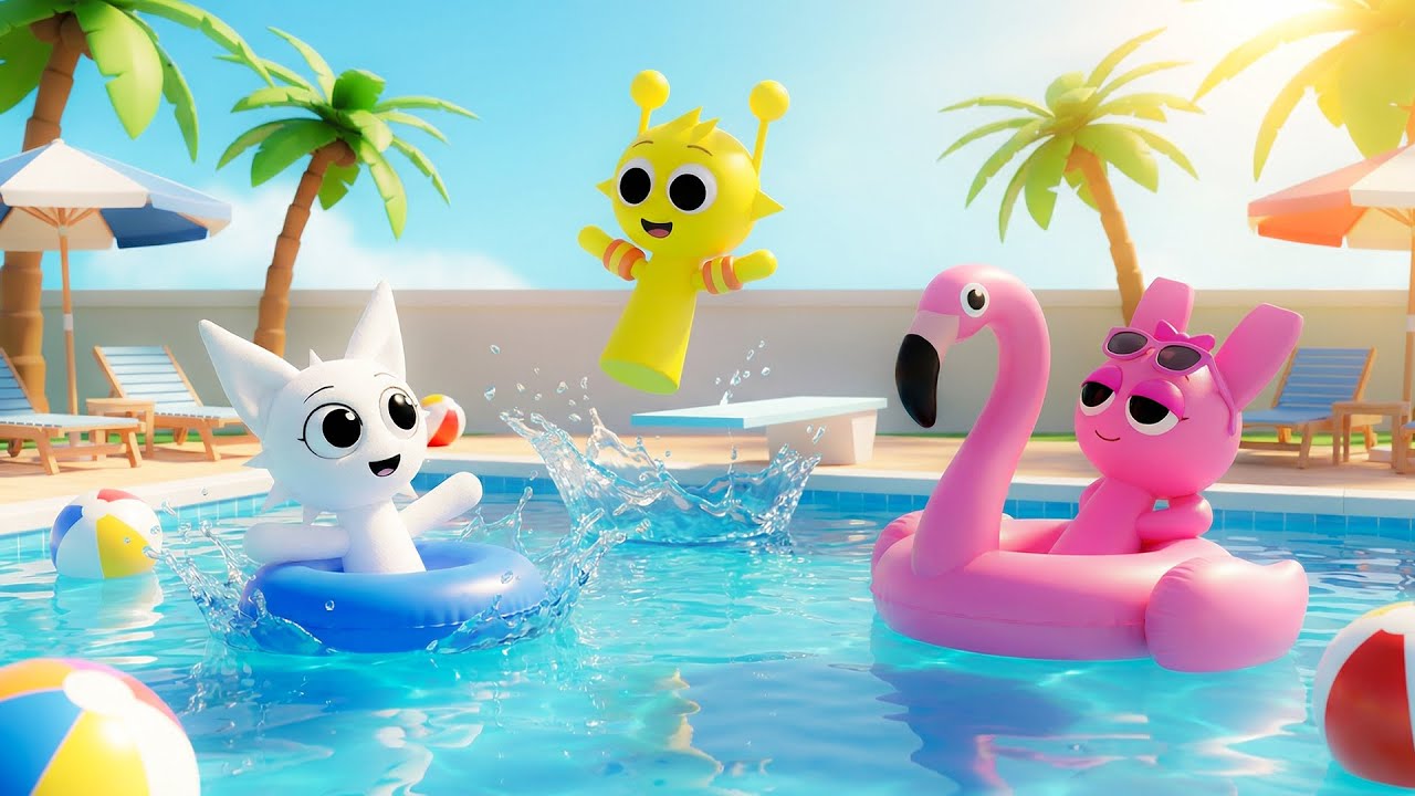 Water Adventures: What Happens When They Jump Into the Pool? 💦👽🐰 | Funny Sprunki Animation