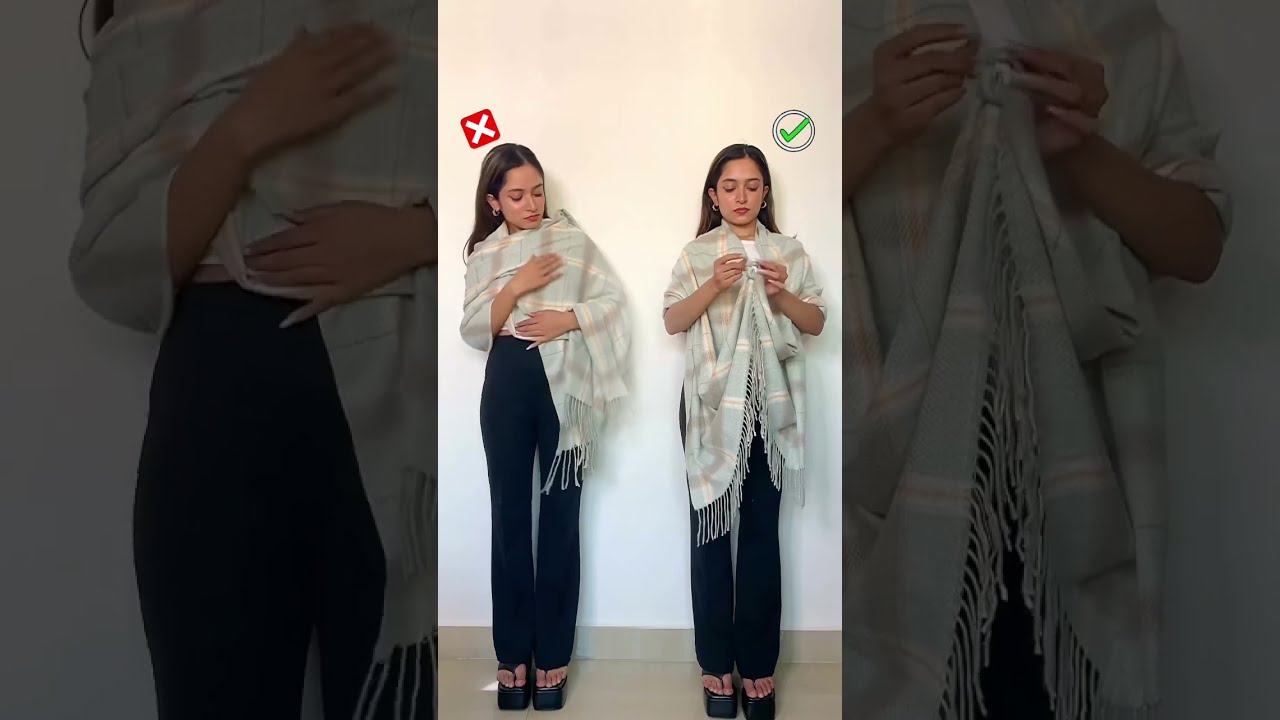 Shawl Hack For Winter Fashionhacks Diy Scarf Shawltutorial Stylehacks Fyp Foryou Draping