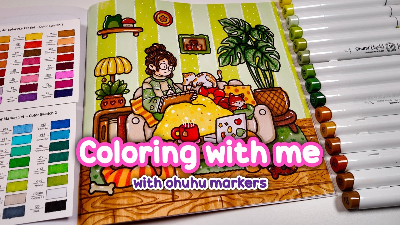 Cozy Home Day Coloring | Ohuhu Markers ✨