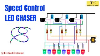 No IC Running LED Chaser with Speed Controller | BC547