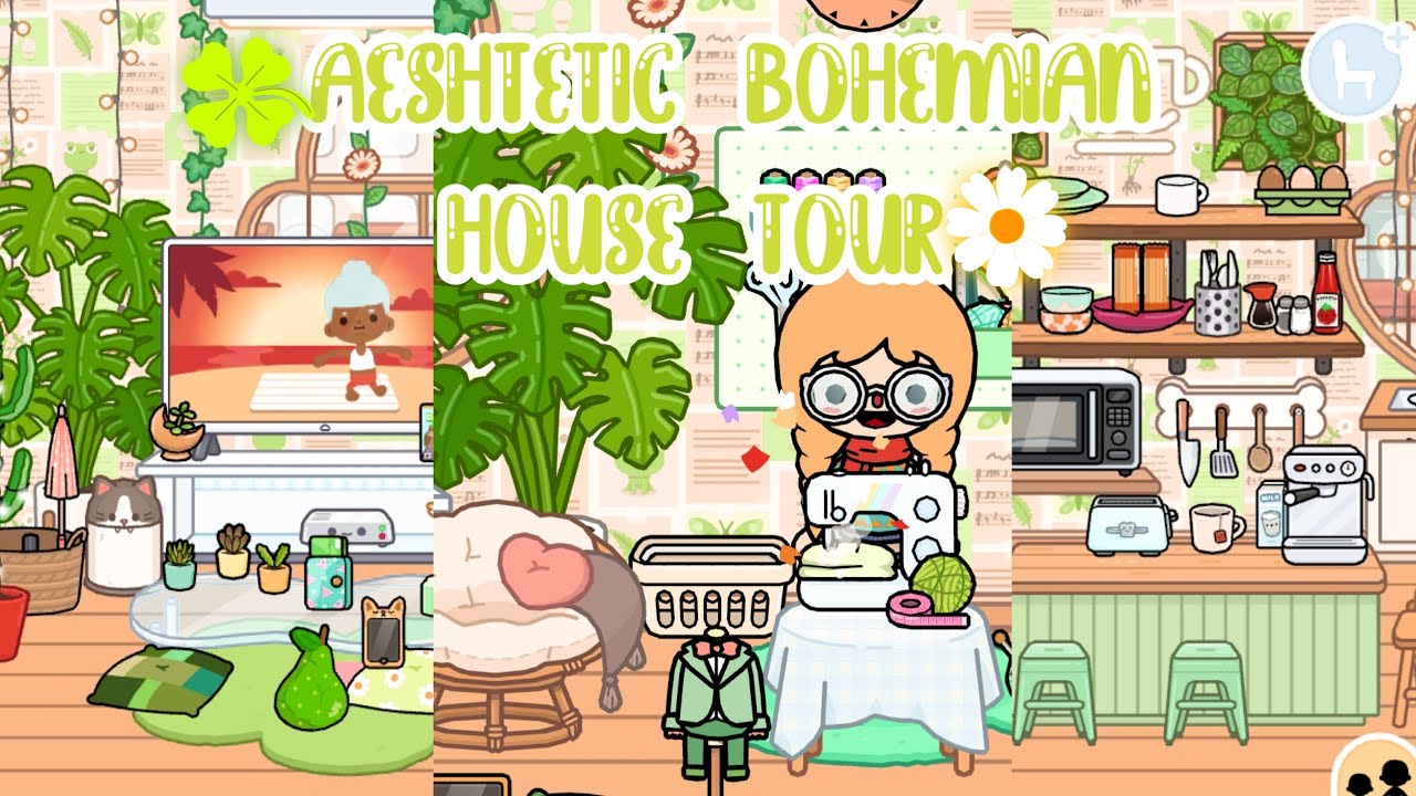 Aeshtetic Bohemian House Tour 🍀💛💚[Toca boca] toca life world toca boca