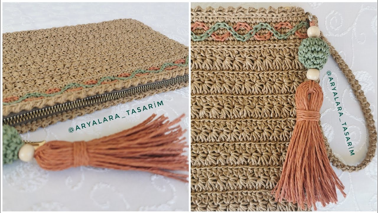 Aryalara Tasarım İmzalı Yıldız Model Clutch Çanta (İşleme Detayları, Top, Püskül Yapımı İçinde) #bag