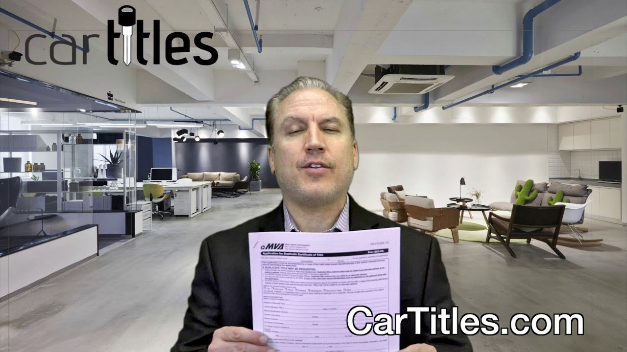 Maryland Duplicate Replacement Vehicle Title YouTube