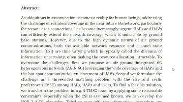 Optimal Resource Allocation for AGIN 6G A Learning Based Three Sided Matching Approach